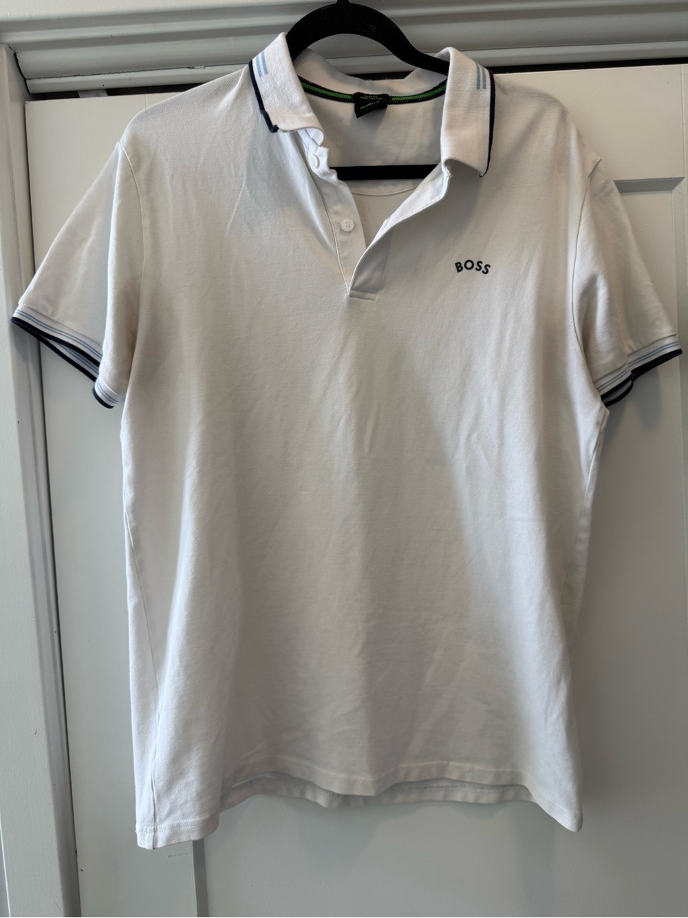 BOSS White Polo with Navy Trim